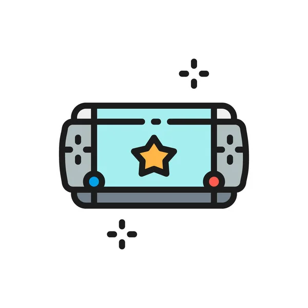 Portable game device flat color line icon. — Stock Vector