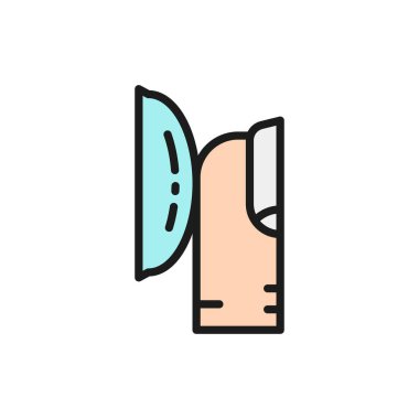 Parmak, göz teması lenslerini düz çizgi simgesine ekler.