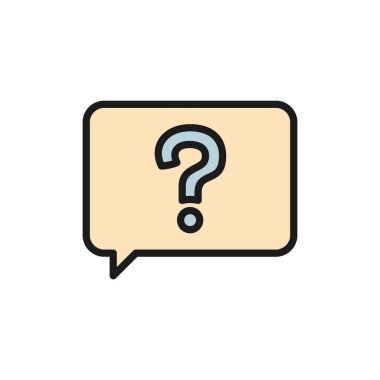 Message with question sign, frequently asked questions, faq flat color icon.
