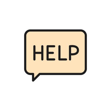 Message asking for help, faq flat color icon.