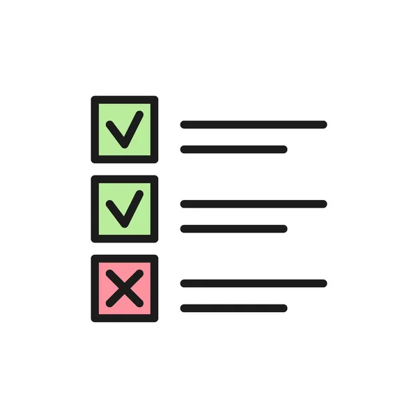 List of done and undone cases flat color icon. — Stok Vektör