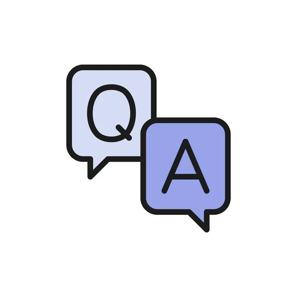 ( 영어 ) chat cloud, question with answer sign flat color icon. — 스톡 벡터