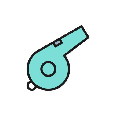 Vektör düdüğü düz renk simgesi. Beyaz arkaplanda izole