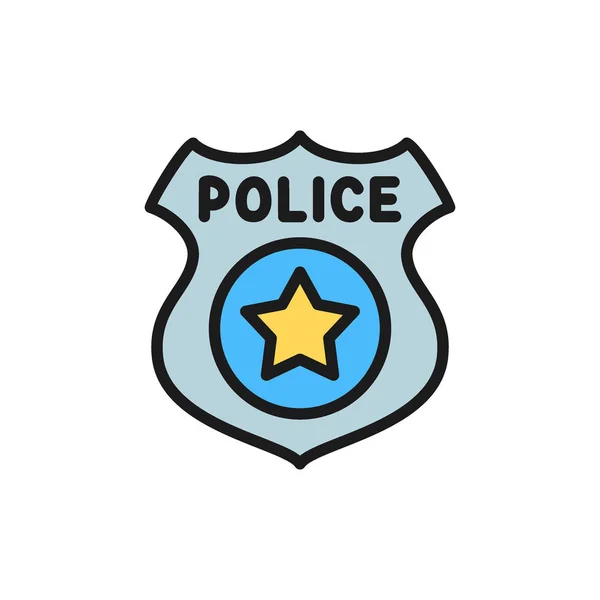 Politie badge platte kleur pictogram. Geïsoleerd op witte achtergrond — Stockvector
