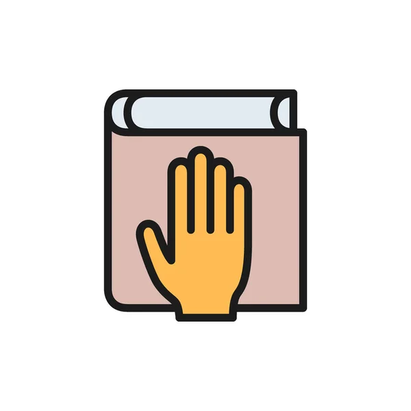 Oath on bible, constitution flat color icon. — ストックベクタ