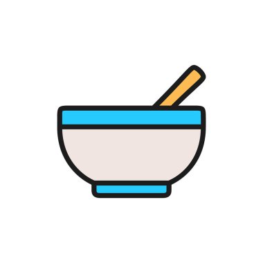 Kaşık düz renk ikonlu vektör kasesi.