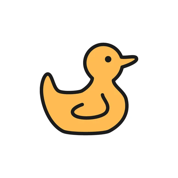 Pato de goma icono de color plano. Aislado sobre fondo blanco — Vector de stock