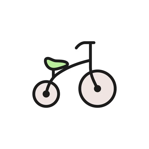 Children bicycle flat color icon. Isolated on white background — Stock Vector