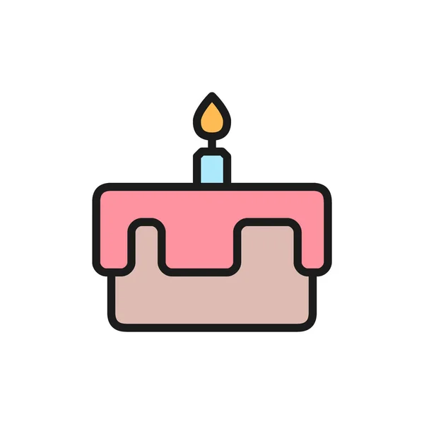 Vektor první narozeniny dort ploché barevné ikony. — Stockový vektor