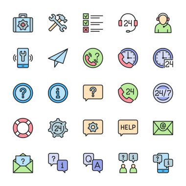 Düz Renk Simgelerini Destekle Çağrı Merkezi, Sohbet Mesajı, İletişim ve daha fazlası.