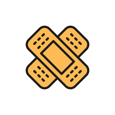 Yapışkan alçı düz renk ikonu. Beyaz arkaplanda izole