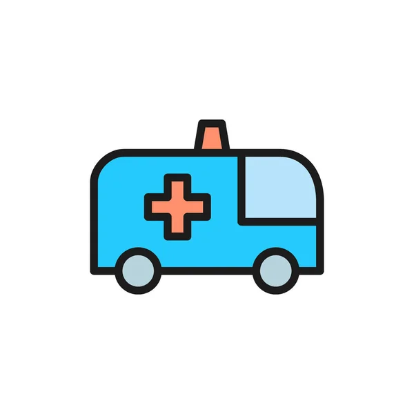 Ambulance car flat color icon. Isolated on white background — Stock Vector