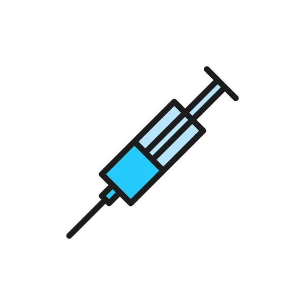 Medicine syringe with needle flat color icon. — Stock Vector