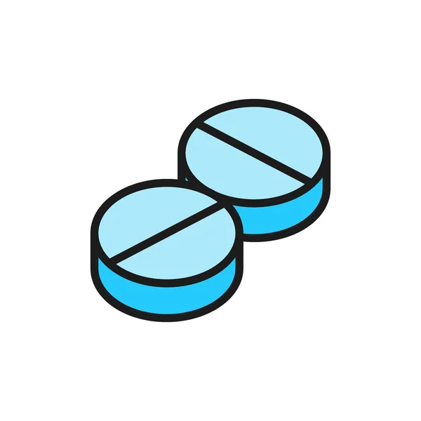 Tabletták, tabletta lapos színű ikon. Fehér alapon elszigetelve — Stock Vector