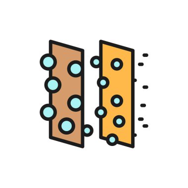 Kirli hava filtreleme düz renkli çizgi simgesi. Beyaz arkaplanda izole