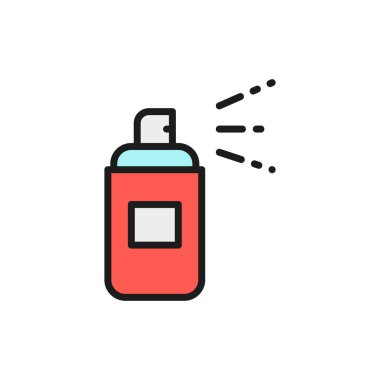 Aerosol sprey şişesi, sprey kutu düz renk çizgisi simgesi.