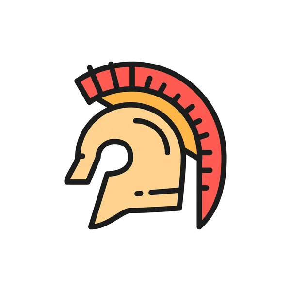 Vector gladiator warrior helmet, spartan flat color line icon. — Stock Vector