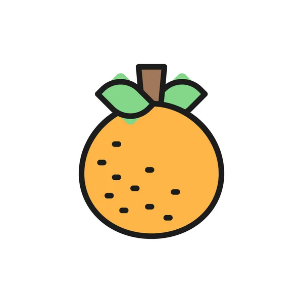 Vector mandarina, mandarina, fruta italiana icono de la línea de color plano . — Archivo Imágenes Vectoriales