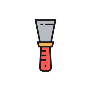 Oyun bıçağı, spatula, boyama işi düz renk çizgisi simgesi.