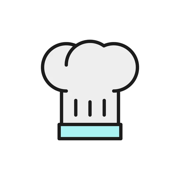 Chef sombrero cocinar icono de línea de color plano. Aislado sobre fondo blanco — Archivo Imágenes Vectoriales