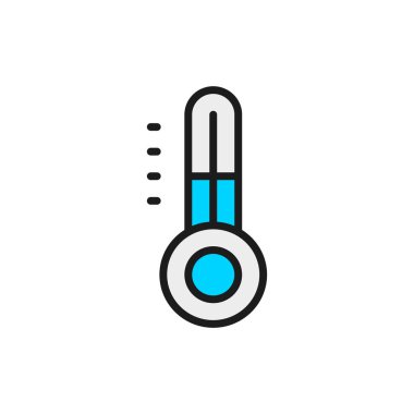 Buzdolabı termometresi düz renk çizgisi simgesi. Beyaz arkaplanda izole