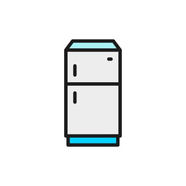 Buzdolabı, buzdolabı düz çizgi ikonu. Beyaz arkaplanda izole