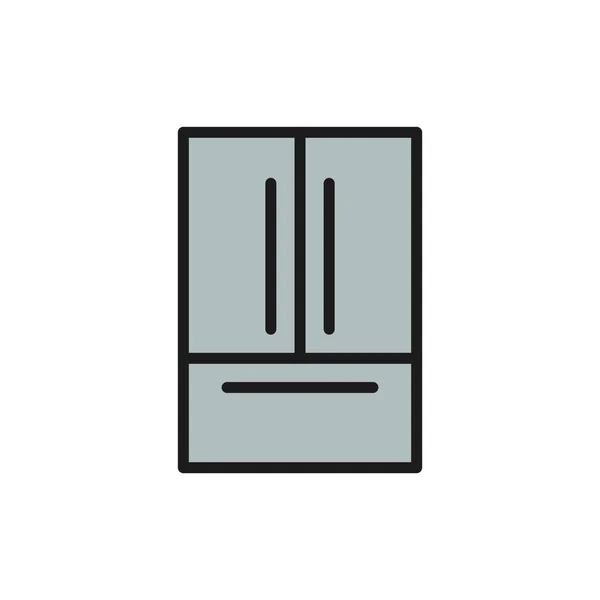 Francese porta frigorifero, 2 porte frigorifero piatto linea di colore icona . — Vettoriale Stock