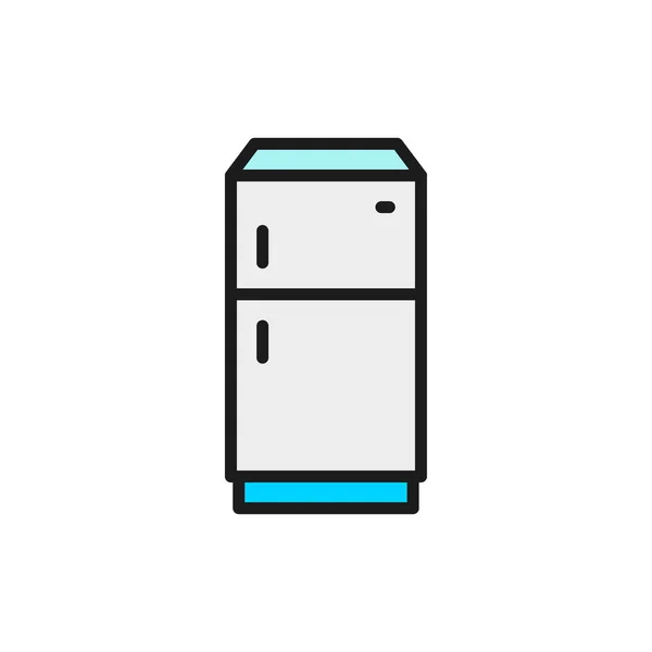 Frigorifero del congelatore, icona della linea di colore piatto del frigorifero. Isolato su sfondo bianco — Vettoriale Stock