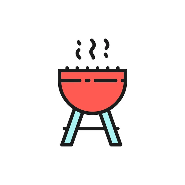 Vector Bbq, grill, kültéri grill lapos színes vonal ikon. — Stock Vector