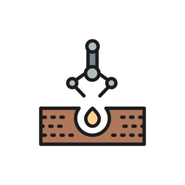 Otomatik tohumlama düz renk çizgisi simgesi. Beyaz arkaplanda izole