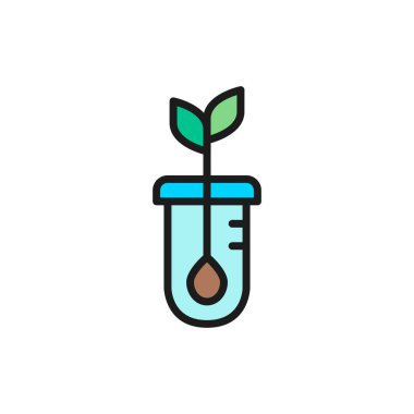 Vektör tohumu filizlenmesi, DNA düz renk çizgisi simgesi.
