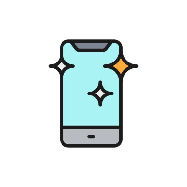 Yeni akıllı telefon vektörü, düz telefon çizgi simgesi.