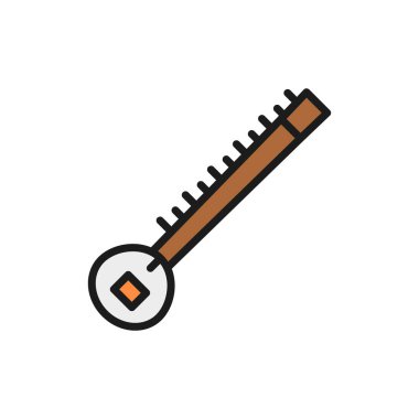 Vektör sitar, Hint müzik aleti düz renk çizgisi simgesi.