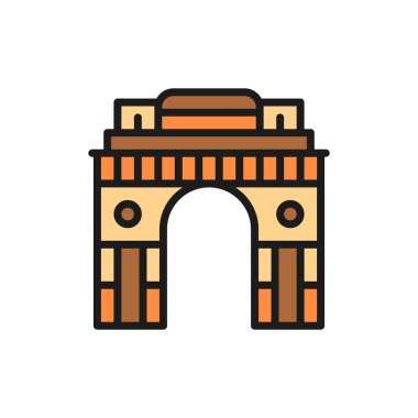 Hindistan Zafer Başı Kapısı Yeni Delhi düz çizgi simgesine.