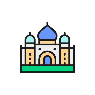 Taj Mahal, Agra 'nın simgesi, Hindistan düz çizgi simgesi.