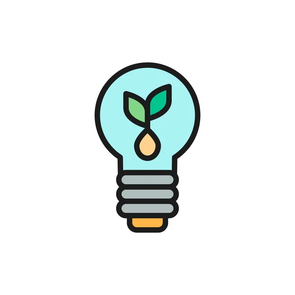 Plante vectorielle avec ampoule couleur plate icône de ligne . — Image vectorielle