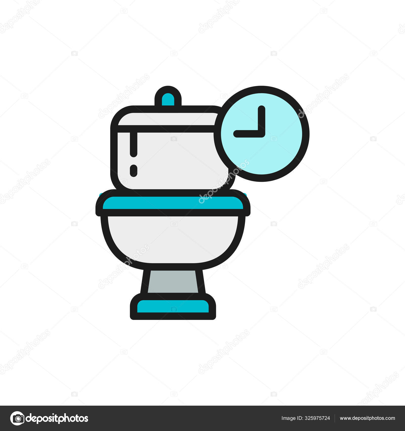 Hyppige toiletbesøg, lang tid i WC flad farve linje ikon . © studicon #325975724