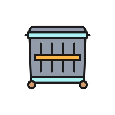 Çöp tenekesi, geri dönüşüm kutusu, çöp konteynırı, büyük düz renk çizgisi simgesi.