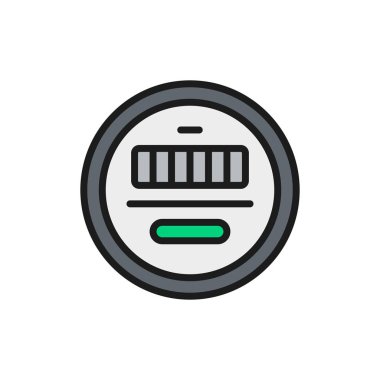 Elektrik metre düz çizgi simgesi. Beyaz arkaplanda izole