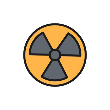 Vektör radyasyon işareti, radyoaktif uyarı düz çizgi simgesi.