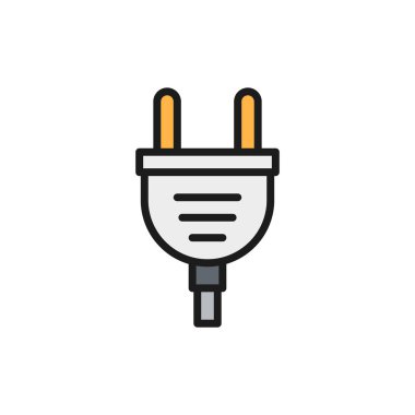 Avrupa elektrik prizi düz renk çizgisi simgesi. Beyaz arkaplanda izole