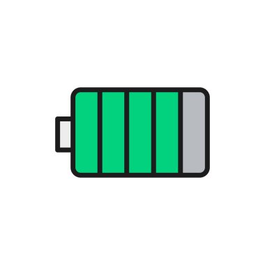 Elektrik akümülatörü pil renk çizgisi simgesi. Beyaz arkaplanda izole