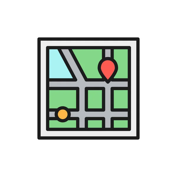 Vector city map navigation, gps flat color line icon. — ストックベクタ