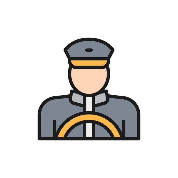 Vector taxi driver, cabbie, cabby flat color line icon. — Stock Vector