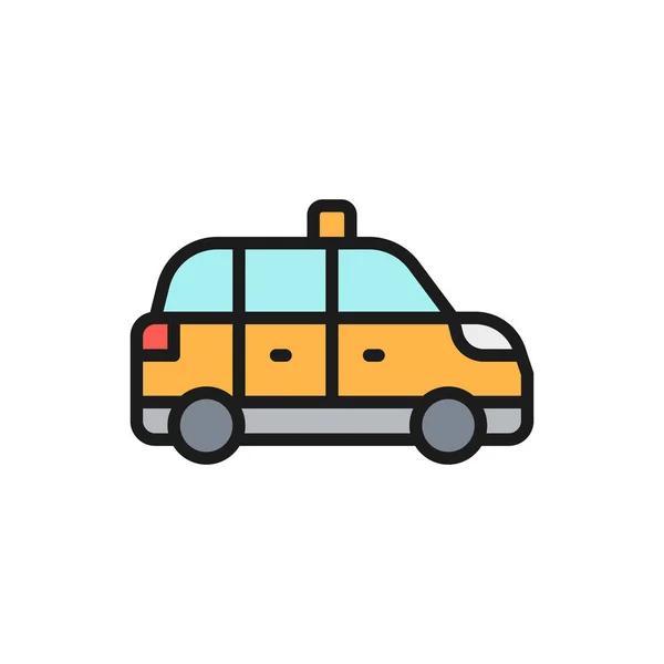 Taxi, taxi, taxi, lapos színű vonal ikon. Fehér alapon elszigetelve — Stock Vector