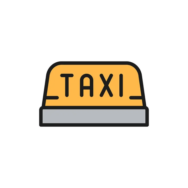 Vector taxi car roof sign flat color line icon. — Stock Vector