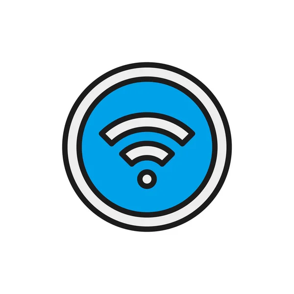 Icône de ligne de couleur plate de signal WiFi. Isolé sur fond blanc — Image vectorielle