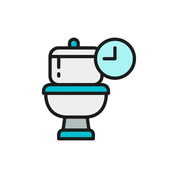 Frequente toiletbezoeken, lange tijd in Wc platte kleur lijn icoon. — Stockvector