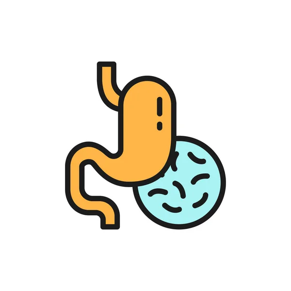 Bacteria in the stomach, infection flat color line icon. — 스톡 벡터
