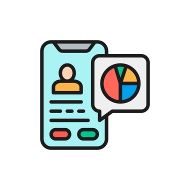 Vektör veritabanı, akıllı telefon düz çizgi simgesinde sunum.